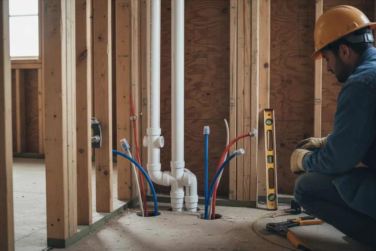 Drain and supply rough-in during Leak Detection in Metamora